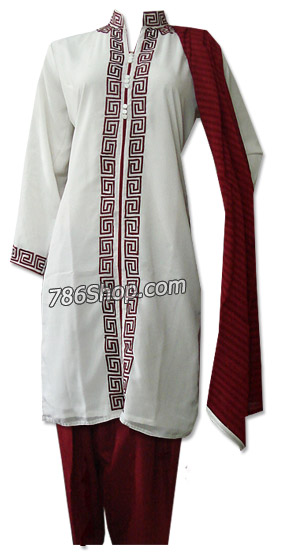  White/Magenta Georgette Suit | Pakistani Dresses in USA- Image 1