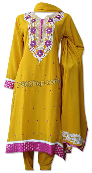  Mustard Georgette Suit | Pakistani Dresses in USA- Image 1