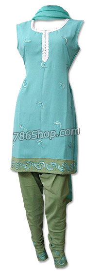  Turquoise/Green Georgette Suit | Pakistani Dresses in USA- Image 1