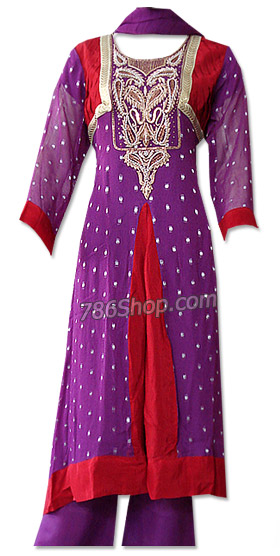  Dark Purple Chiffon Suit  | Pakistani Dresses in USA- Image 1