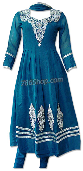  Turquoise Chiffon Suit | Pakistani Dresses in USA- Image 1