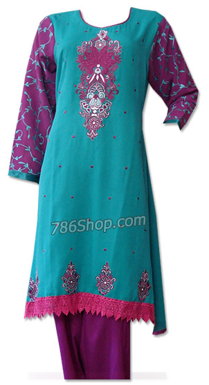  Green/Magenta Georgette Suit | Pakistani Dresses in USA- Image 1