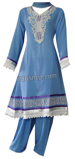 Light Blue Georgette Suit  | Pakistani Dresses in USA- Image 1