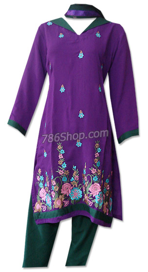  Dark Purple Georgette Suit | Pakistani Dresses in USA- Image 1