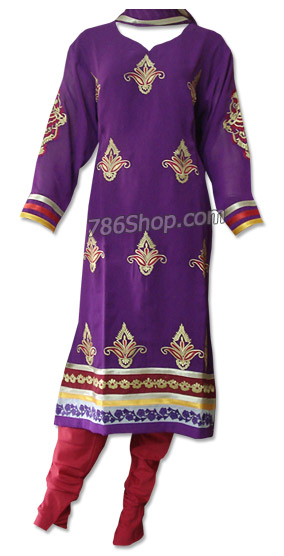 Dark Purple Georgette Suit  | Pakistani Dresses in USA- Image 1