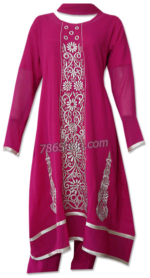  Hot Pink Georgette Suit  | Pakistani Dresses in USA- Image 1