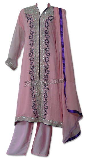 Pink Crinkle Chiffon Suit  | Pakistani Dresses in USA