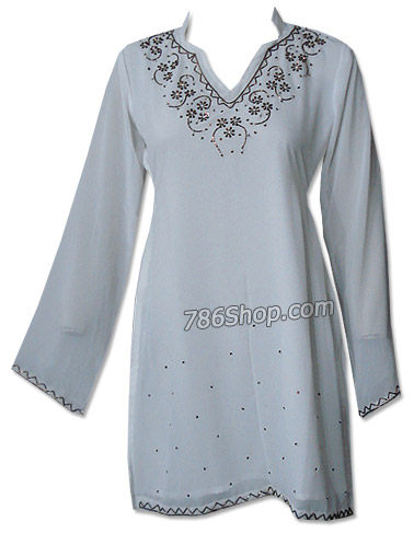  White Georgette Kurti | Pakistani Dresses in USA- Image 1