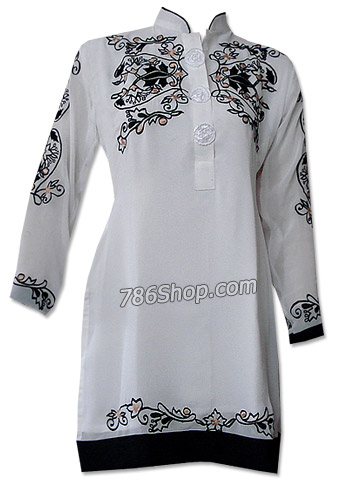  White Georgette Kurti | Pakistani Dresses in USA- Image 1