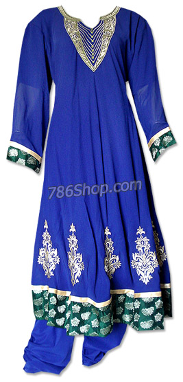  Royal Blue Georgette Suit | Pakistani Dresses in USA- Image 1