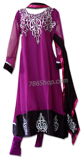  Magenta Chiffon Suit  | Pakistani Dresses in USA- Image 1