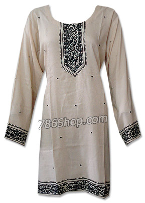  Ivory Cotton Kurti | Pakistani Dresses in USA- Image 1