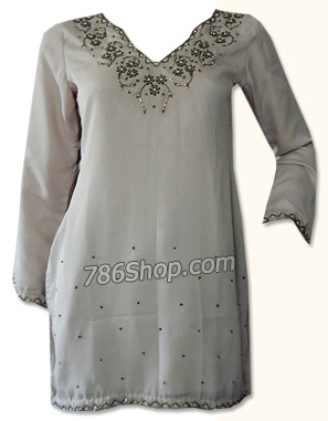 Beige Chiffon Kurti | Pakistani Dresses in USA- Image 1