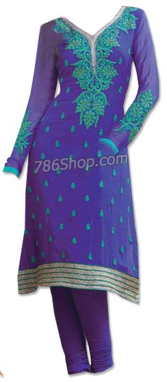  Indigo Georgette Suit | Pakistani Dresses in USA- Image 1