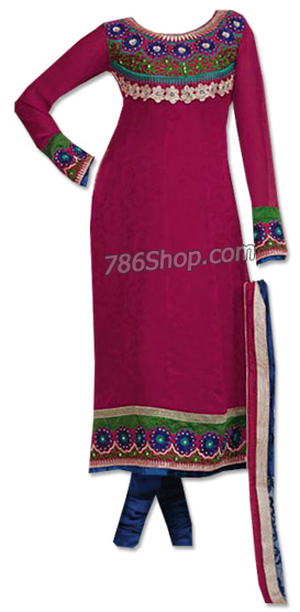  Magenta/Blue Georgette Suit | Pakistani Dresses in USA- Image 1