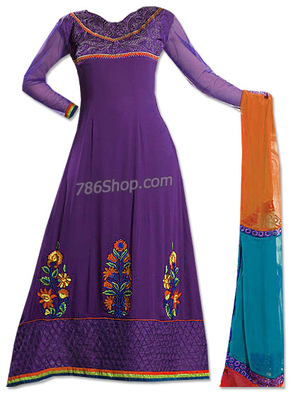  Dark Purple Georgette Suit | Pakistani Dresses in USA- Image 1