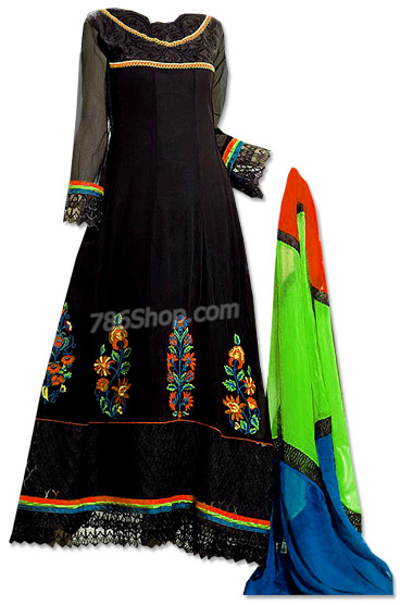  Black Chiffon Suit | Pakistani Dresses in USA- Image 1