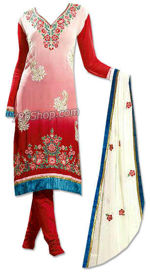  Red/Pink Georgette Suit | Pakistani Dresses in USA- Image 1