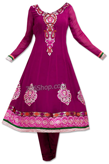  Magenta Georgette Suit | Pakistani Dresses in USA- Image 1