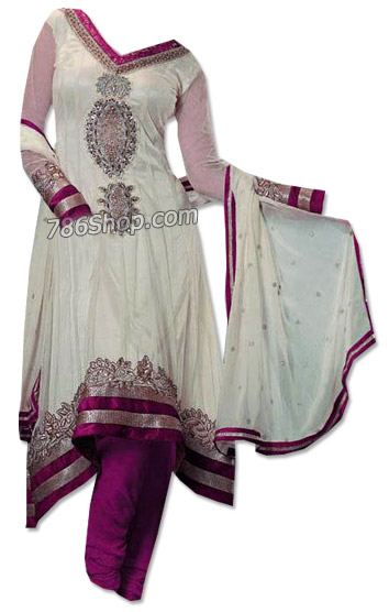  White/Purple Chiffon Suit | Pakistani Dresses in USA- Image 1