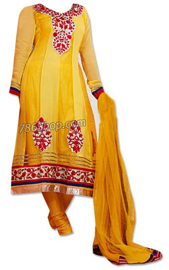  Yellow Georgette Suit | Pakistani Dresses in USA- Image 1