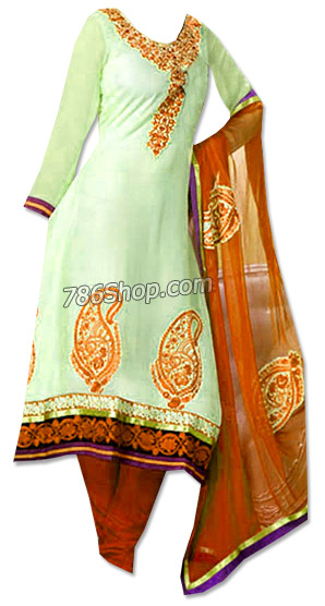  White/Orange Georgette Suit | Pakistani Dresses in USA- Image 1