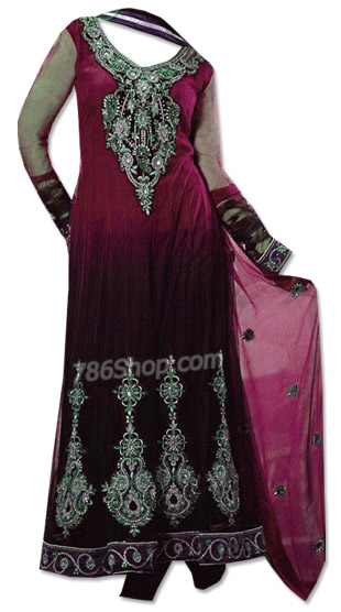  Magenta Chiffon Suit | Pakistani Dresses in USA- Image 1