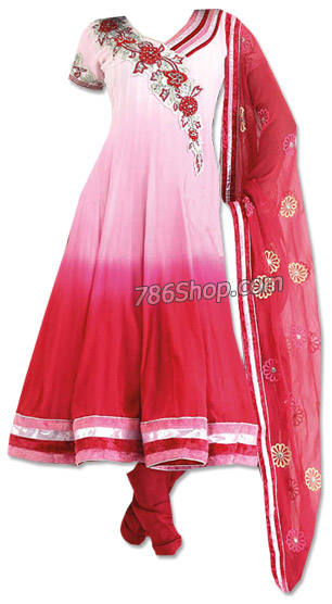  Pink/Red Chiffon Suit | Pakistani Dresses in USA- Image 1