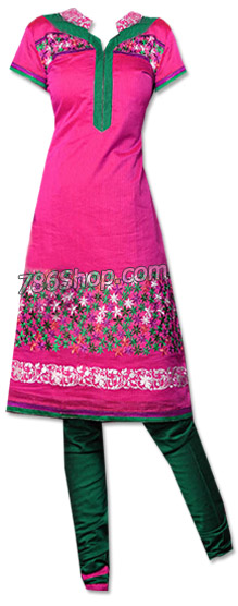  Hot Pink/Green Georgette Suit | Pakistani Dresses in USA- Image 1