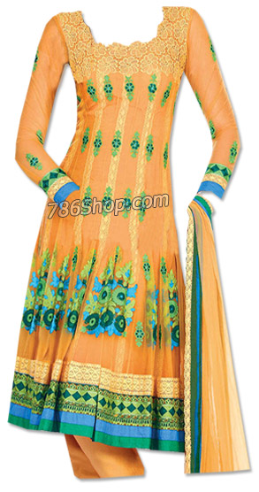  Orange Chiffon Suit | Pakistani Dresses in USA- Image 1