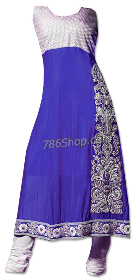  Blue/White Georgette Suit | Pakistani Dresses in USA- Image 1