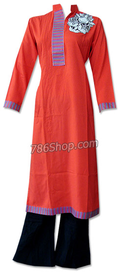  Red/Black Linen Suit | Pakistani Dresses in USA- Image 1