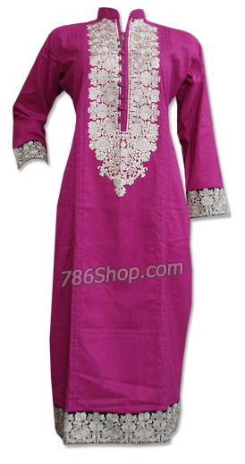  Hot Pink Cotton Shirt | Pakistani Dresses in USA- Image 1