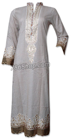  Off-white Cotton Shirt | Pakistani Dresses in USA- Image 1