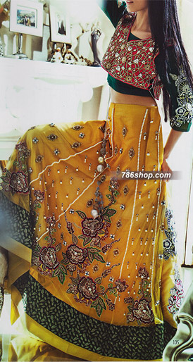  Yellow/Green Chiffon Suit | Pakistani Party Wear Dresses- Image 1