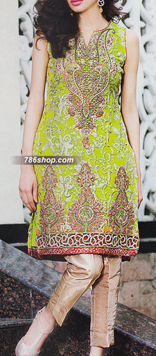  Green Chiffon Suit | Pakistani Party Wear Dresses- Image 1