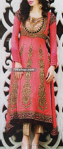  Pink Chiffon Suit | Pakistani Party Wear Dresses- Image 1