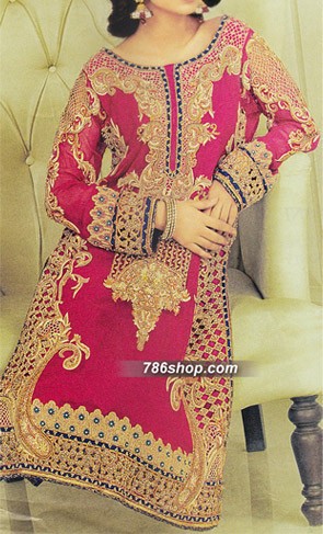  Hot Pink Chiffon Suit | Pakistani Party Wear Dresses USA- Image 1