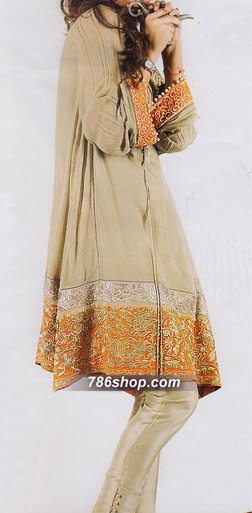  Beige Chiffon Suit | Pakistani Party Wear Dresses USA- Image 1