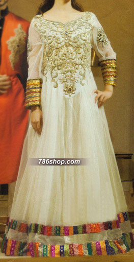  Off-White Chiffon Suit | Pakistani Party Wear Dresses- Image 1