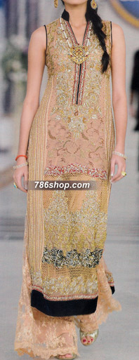  Peach Chiffon Suit | Pakistani Party Wear Dresses USA- Image 1
