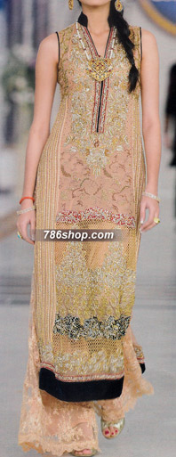  Peach Chiffon Suit | Pakistani Party Wear Dresses- Image 1