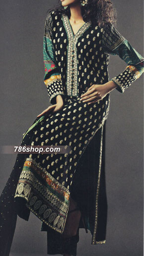  Black Chiffon Suit | Pakistani Party Wear Dresses- Image 1