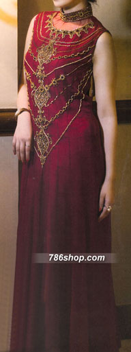  Magenta Chiffon Suit | Pakistani Party Wear Dresses- Image 1