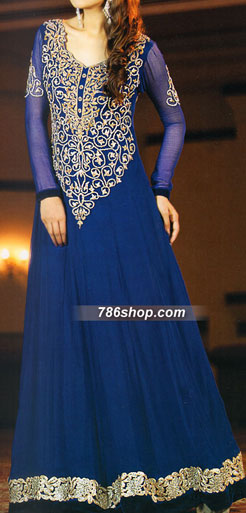  Blue Chiffon Suit | Pakistani Party Wear Dresses USA- Image 1