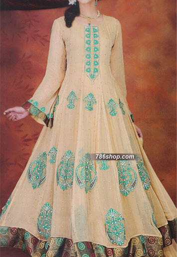  Ivory Chiffon Suit | Pakistani Party Wear Dresses USA- Image 1
