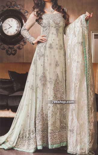  Off-white Chiffon Suit | Pakistani Party Wear Dresses- Image 1