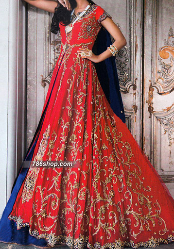  Red Chiffon Suit | Pakistani Party Wear Dresses- Image 1