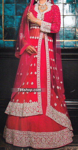  Hot Pink Chiffon Suit | Pakistani Party Wear Dresses- Image 1