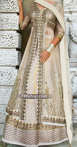  Off-white Chiffon Suit | Pakistani Party Wear Dresses USA- Image 1